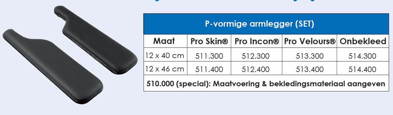P-vormige armlegger lang, pro skin (per set) 460x120mm - Afbeelding 5